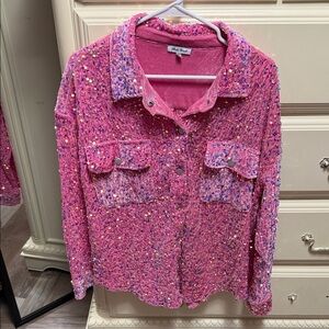 NWOT Pink Velvet Sequin Top